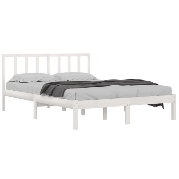 vidaXL Bed Frame without Mattress White Solid Wood Pine 140x200 cm