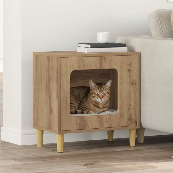 vidaXL Cat House Artisian Oak 51 x 30 x 52 cm Engineered Wood