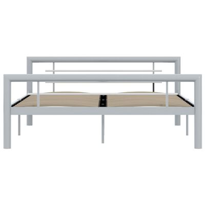 vidaXL Bed Frame Grey and White Metal 120x200 cm