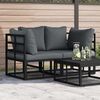 vidaXL Outdoor Furniture with Cushion with Pillow Black Aluminium