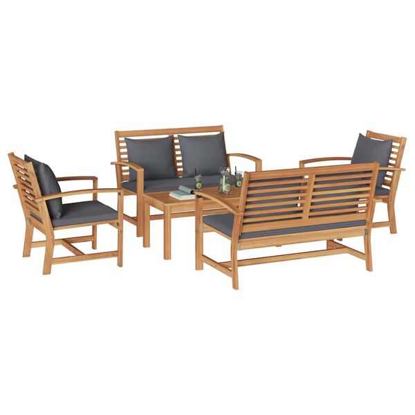 vidaXL Garden Sofa Set Natural Solid teak wood