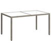 vidaXL Garden Table | Grey | Poly rattan, tempered glass, powder-coated steel