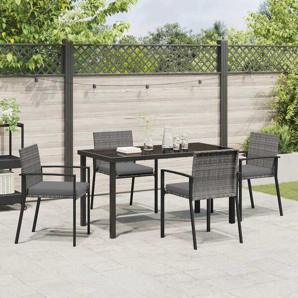 vidaXL Garden Dining Set 5 pcs Grey Powder-Coated Steel