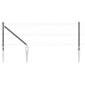 vidaXL Ground Spike Fence Post 26 pcs Grey Powder-Coated Steel