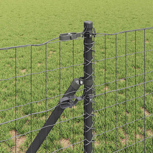 vidaXL Fence with Post Grey 0.4 x 10 m Steel and PVC