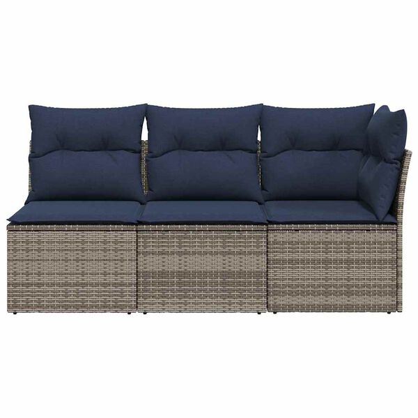 vidaXL Garden Sofa with Cushion 8 pcs Grey and beige Poly rattan