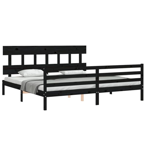 vidaXL Bed Frame without Mattress Black 200x200 cm Solid Wood