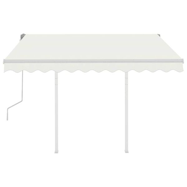 vidaXL Manual Retractable Awning with Posts 3x2.5 m Cream