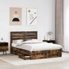 vidaXL Bed Frame with Drawer Smoked Oak 140 x 190 cm Engineer Wood