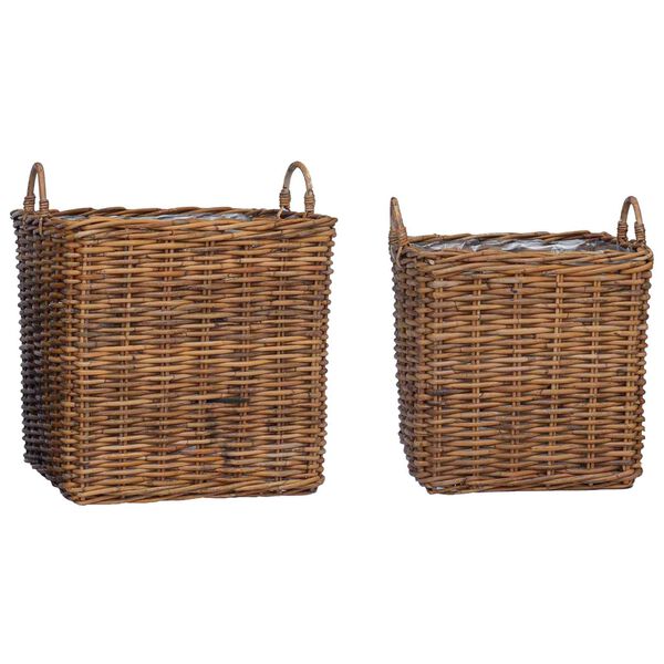 vidaXL Planter Basket with Storage 2 pcs Brown Lacak Rattan