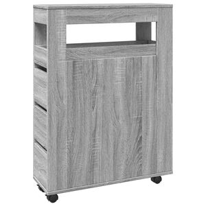 vidaXL Narrow Bathroom Cabinet with Wheels Grey Sonoma Engineered Wood