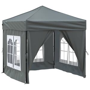 vidaXL Folding Party Tent with Sidewalls Anthracite 2x2 m
