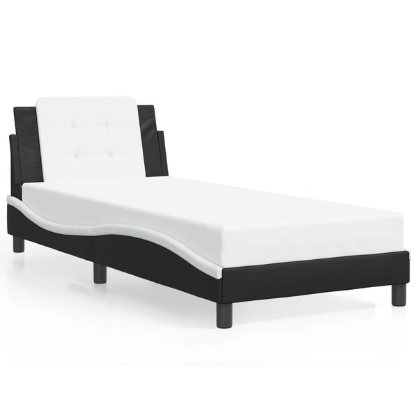 vidaXL Bed Frame without Mattress "Zadar" Black and White 90x190 cm Single Faux Leather