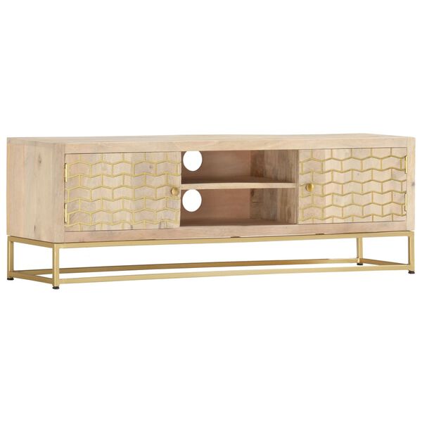 vidaXL TV Cabinet Gold 120x30x40 cm Solid Mango Wood