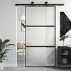 vidaXL Sliding Door Black 102,5x205 cm Tempered Glass and Aluminium