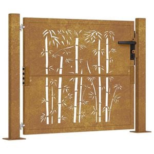 vidaXL Garden Gate 100x75 cm Corten Steel Bamboo Design