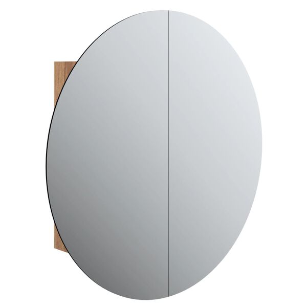 vidaXL Bathroom Cabinet with Round Mirror&LED Oak 54x54x17.5 cm