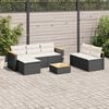 vidaXL 5 Piece Garden Sofa Set with Cushions Black Poly Rattan Acacia