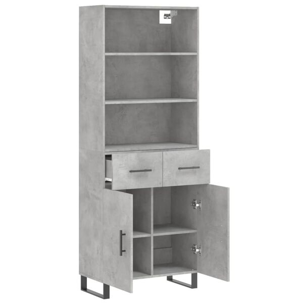 vidaXL Highboard Concrete Grey 69.5x34x180 cm Engineered Wood