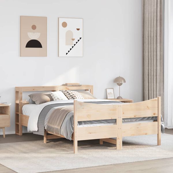 vidaXL Bed Frame with Headboard 150x200 cm King Size Solid Wood Pine