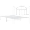 vidaXL Metal Bed Frame without Mattress with Headboard White 100x190cm