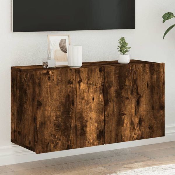 vidaXL TV Cabinet Wall-mounted Smoked Oak 80x30x41 cm