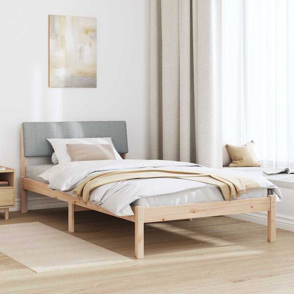 vidaXL Bed frame Brown and light grey 100 x 200 cm Solid pine wood
