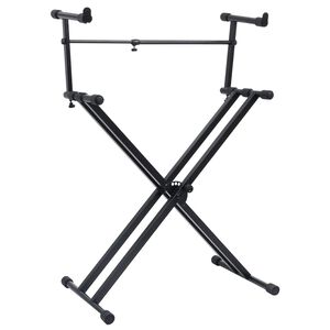 vidaXL Double Braced Keyboard Stand X-Frame Black