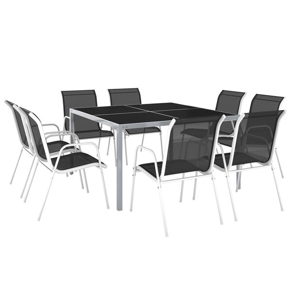 vidaXL 9 Piece Outdoor Dining Set Steel