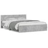 vidaXL Bed Frame with Headboard and LED Concrete Grey 150x200 cm King Size
