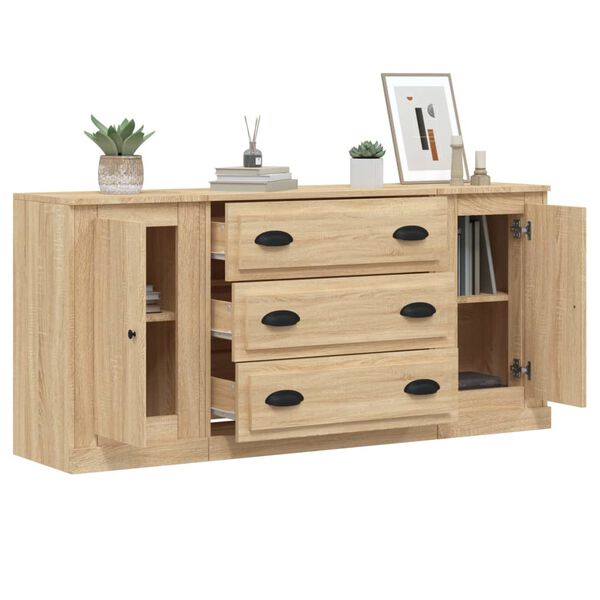 vidaXL Sideboards 3 pcs Sonoma Oak Engineered Wood