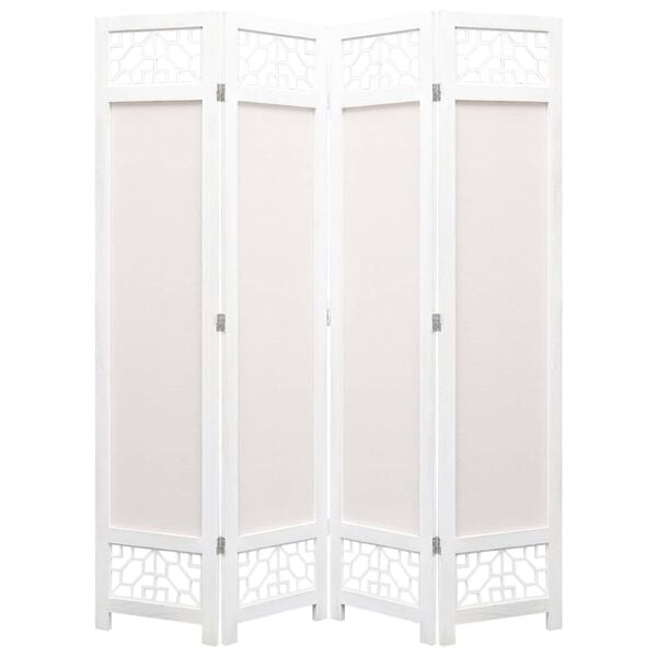 vidaXL 4-Panel Room Divider Cream 140x165 cm Fabric