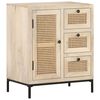 vidaXL Sideboard 60x35x70 cm Solid Mango Wood and Natural Cane