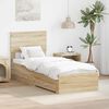vidaXL Bed Frame Sonoma Oak and Silver 75 x 190 cm Engineered Wood