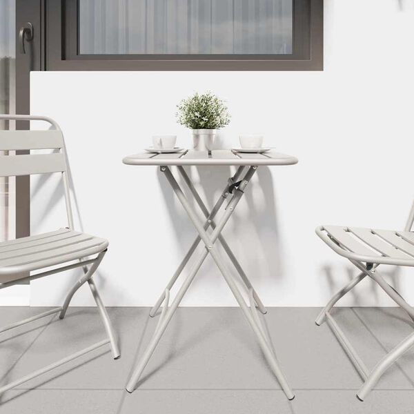 vidaXL Garden Table Folding Beige 55 x 55 x 73 cm Powder-coated Steel