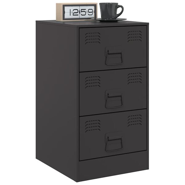 vidaXL Bedside Cabinet Black 34.5x39x62 cm Steel