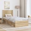 vidaXL Bed Frame with Headboard Sonoma 90 x 190 cm Solid Pine Wood