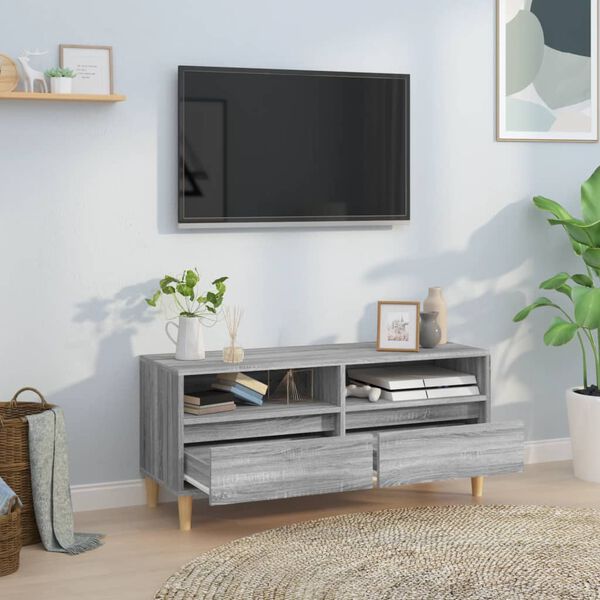 vidaXL TV Cabinet Grey Sonoma 100x34.5x44.5 cm Engineered Wood