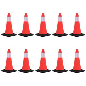 vidaXL Reflective Traffic Cones with Heavy Bases 10 pcs 50 cm