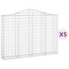 vidaXL Arched Gabion Baskets 5 pcs 200x30x140/160 cm Galvanised Iron