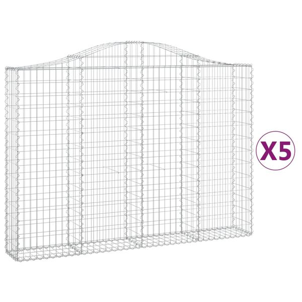 vidaXL Arched Gabion Baskets 5 pcs 200x30x140/160 cm Galvanised Iron