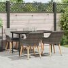 vidaXL Garden Dining Set with Cushion 5 pcs Grey Poly Rattan