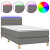 vidaXL Box Spring Bed with Mattress&LED Dark Grey 90x190cm Fabric