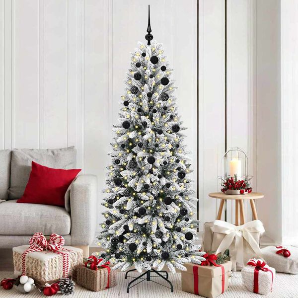 vidaXL Artificial Christmas Tree with 300 LEDs with Stand White 180 cm