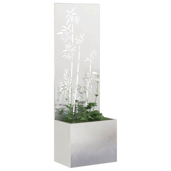 vidaXL Garden Privacy Screen Floral Sliver 50 x 140 cm Stainless steel
