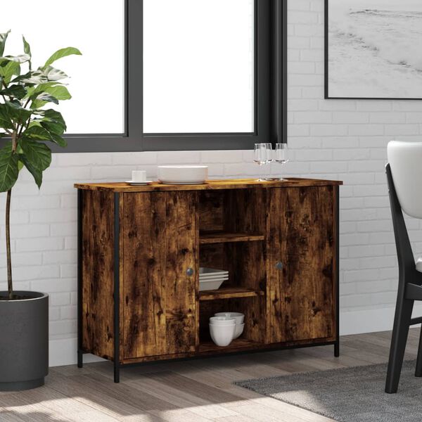 vidaXL Sideboard Smoked Oak 100x35x70 cm Engineered Wood