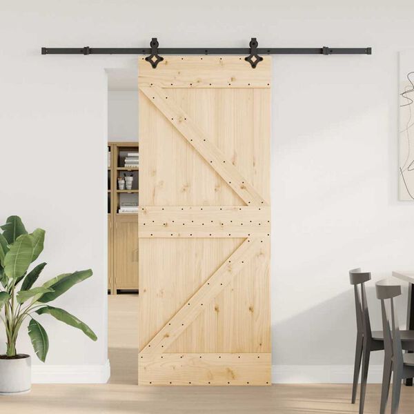 vidaXL Sliding Door with Hardware Set 85x210 cm Solid Wood Pine