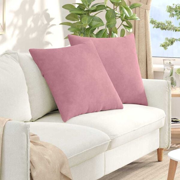 vidaXL Sofa Pillows 2 pcs Pink 80 x 80 cm Corduroy Fabric