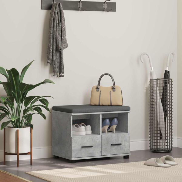 vidaXL Hall Bench with Cushion Concrete Grey 60 x 38 x 46 cm