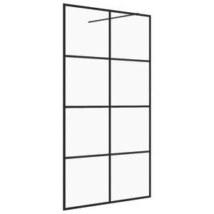 vidaXL Walk-in Shower Wall with Clear ESG Glass 100x195 cm Black